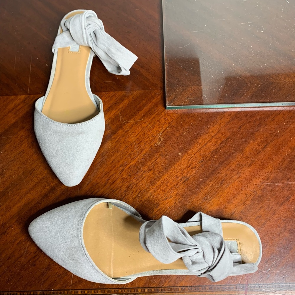 Forever 21 Faux Suede Pointy Ankle Wrap Flats